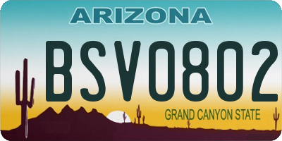 AZ license plate BSV0802