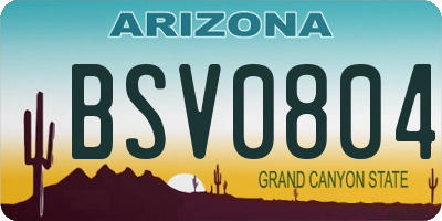 AZ license plate BSV0804