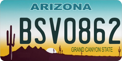 AZ license plate BSV0862