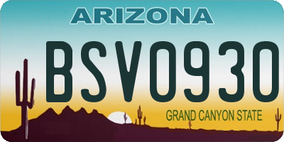 AZ license plate BSV0930