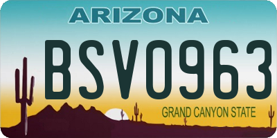 AZ license plate BSV0963