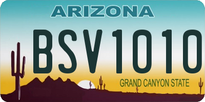 AZ license plate BSV1010