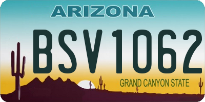 AZ license plate BSV1062