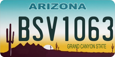 AZ license plate BSV1063