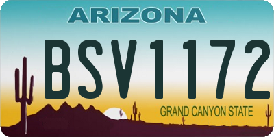 AZ license plate BSV1172
