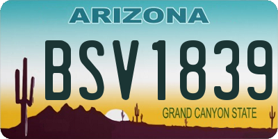 AZ license plate BSV1839