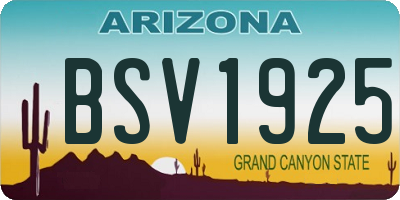 AZ license plate BSV1925