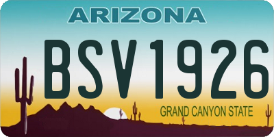 AZ license plate BSV1926