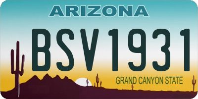 AZ license plate BSV1931