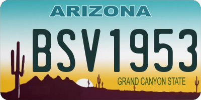 AZ license plate BSV1953