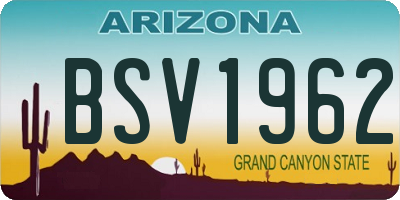 AZ license plate BSV1962