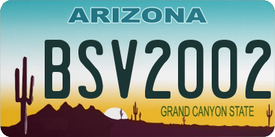 AZ license plate BSV2002