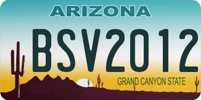 AZ license plate BSV2012