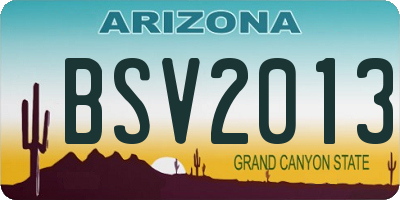 AZ license plate BSV2013
