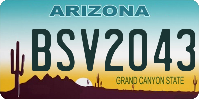 AZ license plate BSV2043