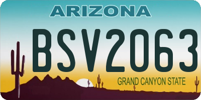 AZ license plate BSV2063