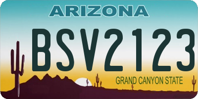 AZ license plate BSV2123