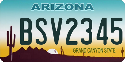 AZ license plate BSV2345