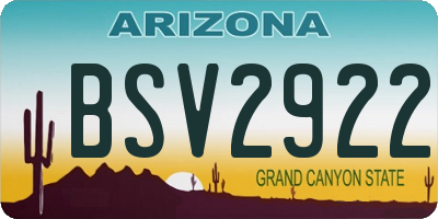 AZ license plate BSV2922