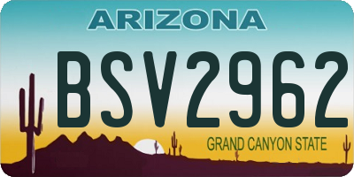 AZ license plate BSV2962