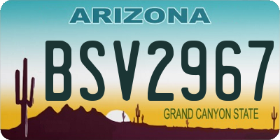 AZ license plate BSV2967