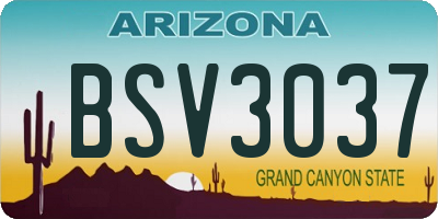 AZ license plate BSV3037