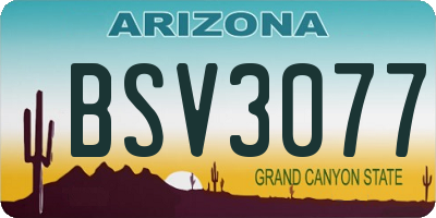 AZ license plate BSV3077