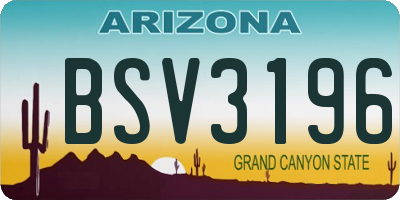 AZ license plate BSV3196