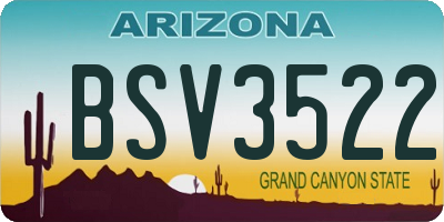 AZ license plate BSV3522