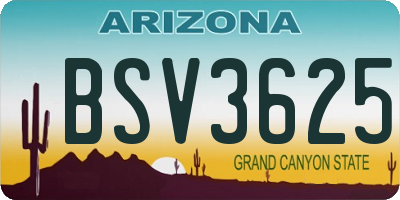 AZ license plate BSV3625