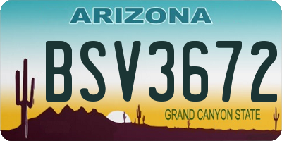AZ license plate BSV3672