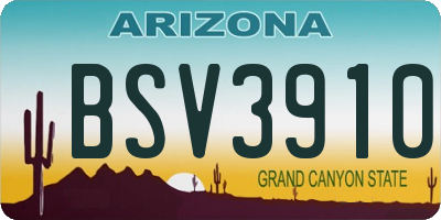 AZ license plate BSV3910