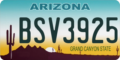 AZ license plate BSV3925