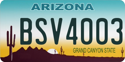 AZ license plate BSV4003