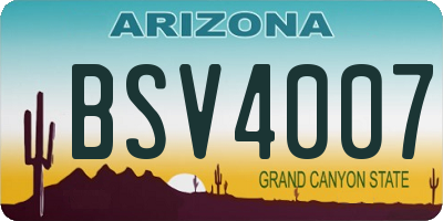 AZ license plate BSV4007