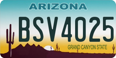 AZ license plate BSV4025