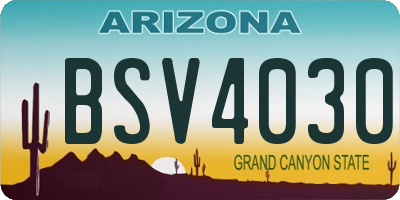 AZ license plate BSV4030