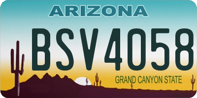AZ license plate BSV4058