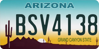 AZ license plate BSV4138