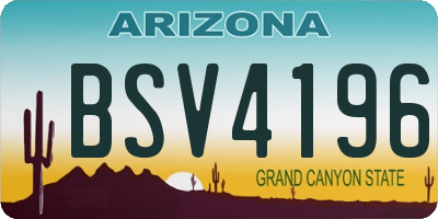 AZ license plate BSV4196