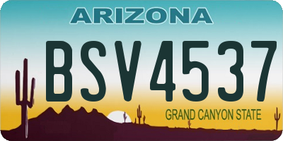 AZ license plate BSV4537