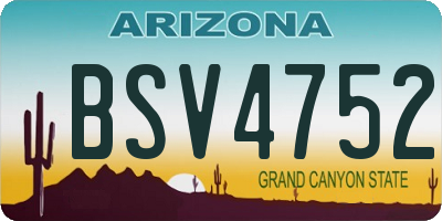 AZ license plate BSV4752