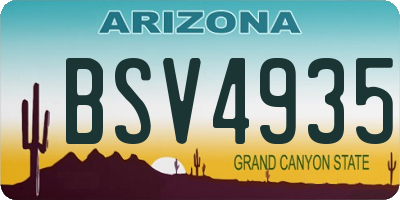 AZ license plate BSV4935