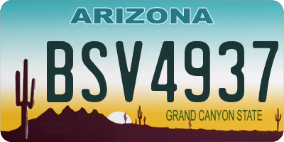 AZ license plate BSV4937
