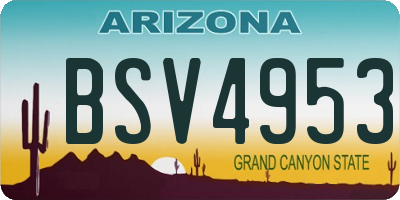 AZ license plate BSV4953