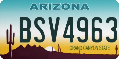 AZ license plate BSV4963