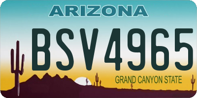 AZ license plate BSV4965