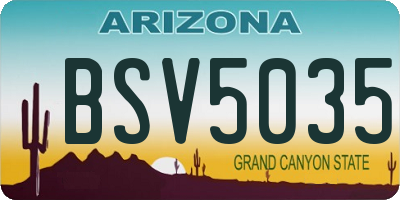 AZ license plate BSV5035