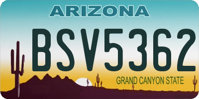 AZ license plate BSV5362