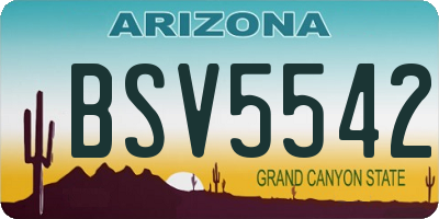 AZ license plate BSV5542